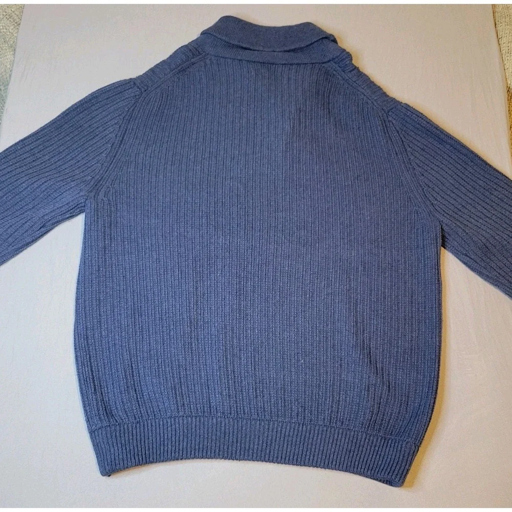 Duluth Trading Co Sweater Mens XL Blue Brigadier Shawl Collar Wool Blend - Picture 6 of 7
